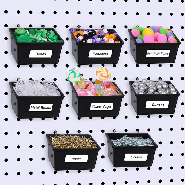Patelai 8 Packs Pegboad Bins With Hooks And Labels, Pegboad